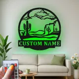 Custom Desert Landscape Led Light Metal Wall Art Personalized Gift for Nature Lovers Living Room or Patio Decor
