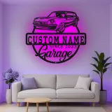 Cartel de metal LED de coche clásico personalizado regalo de garaje para entusiastas del automóvil decoración de man cave 9
