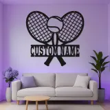 Insegna LED personalizzata con racchetta da tennis | Decorazione murale in metallo personalizzata | Arredo per stanza sportiva | Regalo premium per giocatori