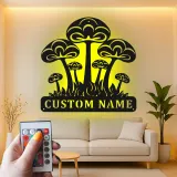 Psychedelic Mushroom LED Sign | Custom Metal Wall Art | Personalized Nature Decor for Bedroom | Fungi Lover Gift
