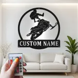 Snowmobile Stunt Rider LED Sign | Personalized Metal Wall Art | Man Cave & Garage Decor | Custom Extreme Sports Gift