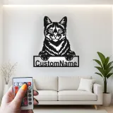 Décoration murale en métal LED personnalisée pour les amoureux des chats - Cadeau pour le salon ou la chambre