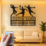 Custom Handball Player Led Light Metal Wall Art Personalized Sports Gift for Athletes Game Room Decor
