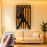 Décoration murale en métal personnalisée joueur de baseball avec rétroéclairage LED