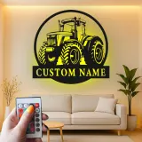 Cartel de metal LED de tractor personalizado Regalo para agricultores Decoración rústica para granero o sala de estar