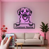 Personalisierte Labrador LED-Licht Metall-Wandkunst für Hundeliebhaber