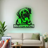 Décoration murale en métal personnalisée pour Mastiff avec rétroéclairage LED, cadeau pour amoureux des chiens, décoration pour salon 2