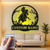 Insegna LED personalizzata Cowgirl | Arte murale in metallo equestri personalizzata | Decorazione western moderna | Regalo illuminato per cavalieri