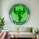 Panneau Métallique LED Phoenix Éveillé | Décoration Murale Personnalisée pour Logo d'Entreprise | Décor Inspirant pour Bureau et Studio
