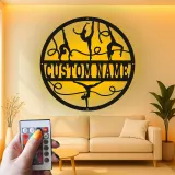 Insegna nome ginnasta personalizzata | Arte murale in metallo con LED | Arredo palestra su misura per cameretta | Idea regalo per atleta