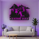Cartel de metal personalizado con jugador de golf de disco, regalo iluminado LED