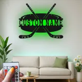 Insegna con Nome Personalizzato per Hockey con Luci LED | Insegna in Metallo Personalizzata | Regalo per Giocatori di Hockey per Stanza da Gioco e Decorazione per Camera da Letto
