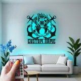 Cartel de metal personalizado con casco de buzo, regalo iluminado LED para amantes del mar