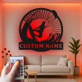 Insegna LED Personalizzata per Kiteboarding | Arte in Metallo per Kitesurfer | Regalo per Fan degli Sport Acquatici | Decorazione per Casa al Mare e Man Cave