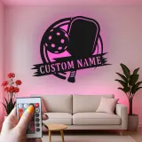 Personalized Pickleball LED Sign | Custom Name Metal Wall Art | Game Room Decor for Player | Sports Club Light