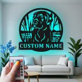 Custom Labrador Retriever Sign | LED Light Metal Wall Art | Personalized Dog Lover Gift | Realistic Pet Portrait Home Decor