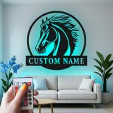 Custom Horse LED Sign | Personalized Metal Wall Art | Equestrian Decor for Stable & Farmhouse | Horse Lover Gift