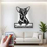 Custom Oriental Shorthair Cat Led Light Metal Wall Art Personalized Cat Lover Gift Bedroom Pet Decor