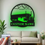 Insegna LED per Camion Personalizzata | Arte in Metallo Big Rig | Regalo per Camionisti e Decorazione Man Cave