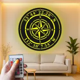 Cartel de metal LED personalizado de rosa de los vientos Regalo náutico para viajeros Decoración de sala de estar u oficina