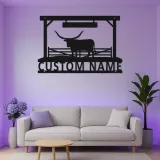 Texas Longhorn Metal Wall Art | Custom Ranch Sign with LED Lights | Personalized Farmhouse Decor for Cattleman