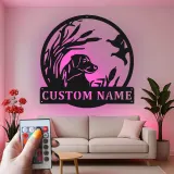 Labrador Retriever Hunting Sign | Custom LED Metal Wall Art | Personalized Hunter Gift for Man Cave | Duck Hunt Lodge Decor