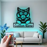Personalisierte LED-Metall-Wandkunst mit Katze – Geschenk für Katzenliebhaber für Wohn- oder Schlafzimmer 1