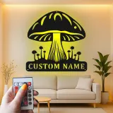 Individuelles Pilz-Metallschild | Personalisierte LED-Pilz-Wandkunst | Vintage-Naturfreunde-Geschenk für Studio- und Schlafzimmerdekoration