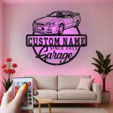 Custom LED Garage Sign | Personalized Metal Car Wall Art | Automotive Man Cave Decor | Unique Gift for Car Enthusiast