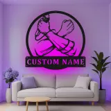 Custom Microphone and Fist Led Light Metal Wall Art Personalized Musician Gift Studio or Man Cave Decor