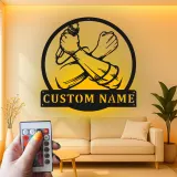 Insegna in metallo LED personalizzata Microfono | Decorazione per studio di registrazione | Regalo illuminato per cantanti | Arte murale per vocalist