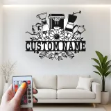 Insegna in metallo personalizzata con luce LED per macchina da caffè, regalo per amanti del caffè, decorazione per cucina e caffè