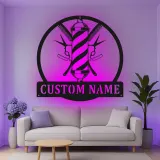 Décoration murale en métal personnalisée avec rétroéclairage LED en forme de poteau de barbier - Cadeau pour salon ou barbier