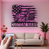 Personalisierte LED-Metall-Wandkunst mit Muldenkipper – Geschenk für Truck-Fans, Garage oder Büro