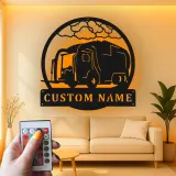Personalisierte LED-Metall-Wandkunst mit Müllwagen – Einzigartiges Geschenk für Mitarbeitende der Abfallwirtschaft, Garagen- oder Bürodeko