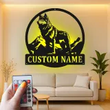 Personalisierte Wolf Berg LED Licht Metall-Wandkunst Geschenk für Naturliebhaber Rustikale Kabinendekoration