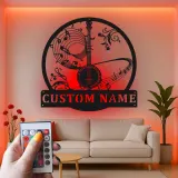 Cartel de metal LED de notas musicales de banjo personalizado, regalo para músicos, decoración para sala de música