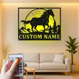 Custom Horse Metal Sign | Personalized Equestrian LED Art | Barn Decor & Ranch Signage | Horse Lover Gift