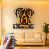 Insegna in metallo LED personalizzata per amanti dei cani con Alano - Regalo per la sala da pranzo