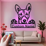 Personalisierte LED-Metall-Wandkunst mit Hunderasse – Geschenk für Hundeliebhaber, Wohn- oder Eingangsbereich