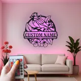 Insegna in metallo personalizzata con uccello e fiori e luce LED regalo per amanti della natura decorazione per soggiorno o giardino