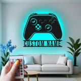 Personalisierte Gamer-Tag LED-Schild | Individuelle Spielcontroller Metall-Wandkunst | Videospiel Raum Dekoration für Teenager | RGB hinterleuchtetes Gaming-Setup