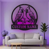 Personalisierte LED-Metall-Wandkunst mit Kardinalpaar – Geschenk für Vogelliebhaber, Naturdeko fürs Wohnzimmer