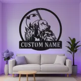 Insegna in metallo personalizzata per cacciatori | Arte da parete LED Labrador Retriever | Decorazione per man cave da cacciatore