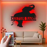 Insegna in metallo LED Elephant personalizzata regalo per amanti degli animali decorazione per nursery o camera dei bambini