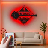 Personalisierte LED-Metallschild Banjo | Vintage Musikstudio-Dekor | Matte schwarze Wandkunst | Retro-Geschenk für Musiker