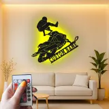 Cartel de metal personalizado para moto de nieve | Señal LED de deportes extremos | Decoración mural personalizada para garaje | Regalo para motonieve