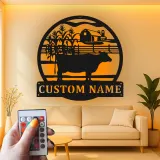 Cartel LED de Granja de Vacas Personalizado | Arte mural rústico de granja | Regalo personalizado para agricultores