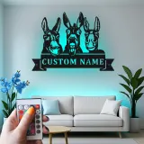 Insegna in metallo LED Donkey Trio Personalizzata Regalo per Fattoria Decorazione Casa Rustica