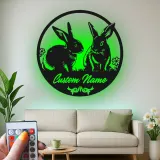 Insegna in Metallo Personalizzata con Coniglio e LED | Arte in Metallo del Coniglio | Decorazione per Nursery e Casa per Amanti degli Animali